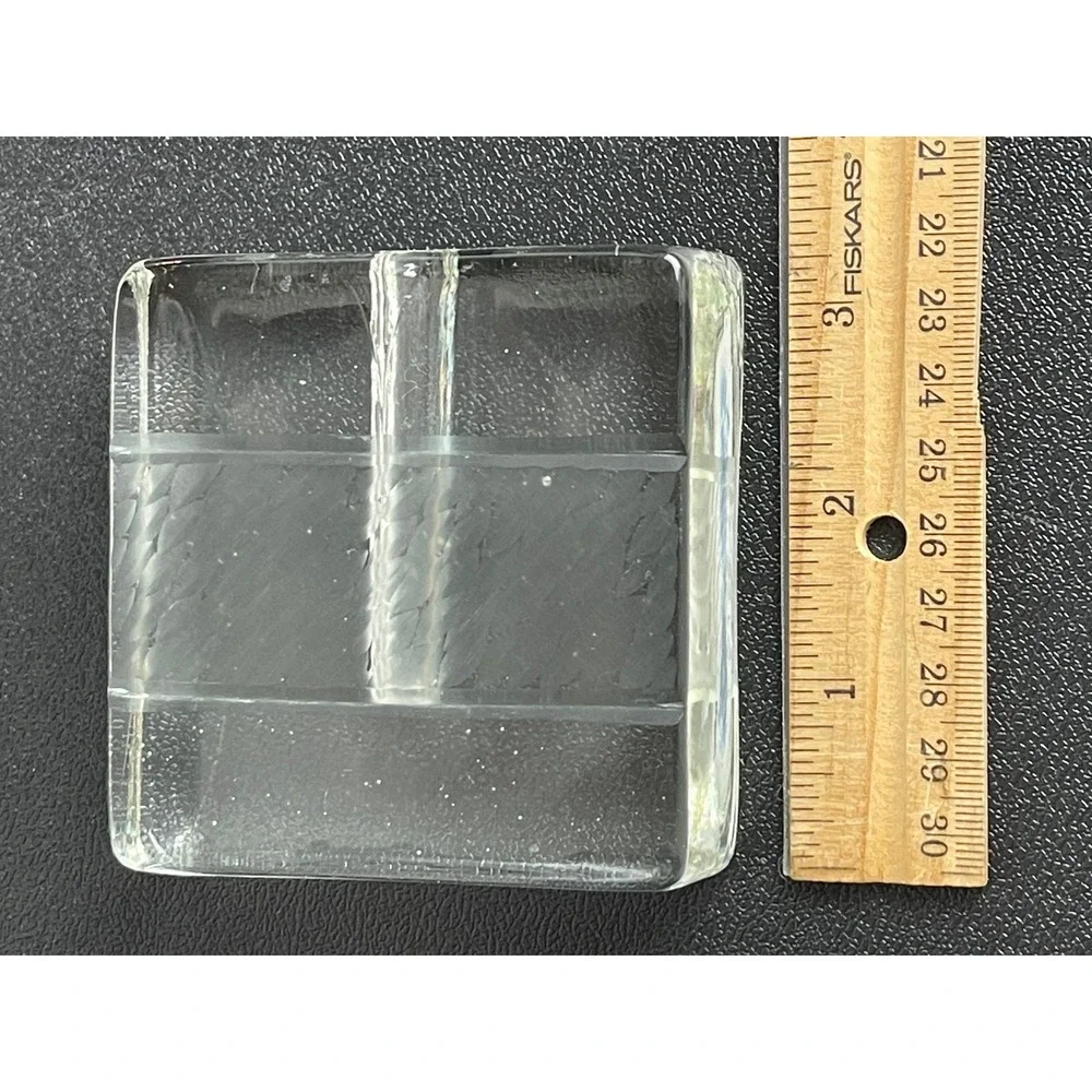00377 - Easts of Eden Glass Cube Bud Vase Modernist Minimalist Clear Paperweight